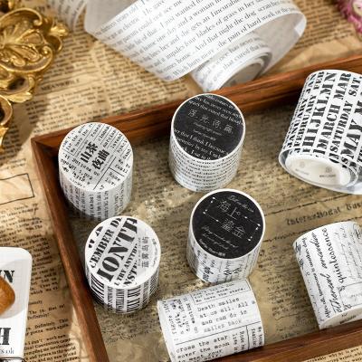 China ANTI-STATIC Washi Hand Style Vintage Simple English Book Paper Tape Decorative Label Material for sale