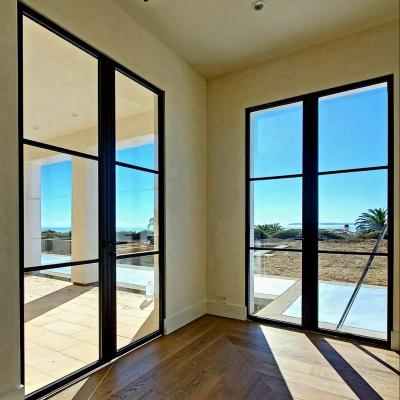 China Sound Insulation Plain Design Aluminum Alloy Baking Casement Custom Glass Doors for sale