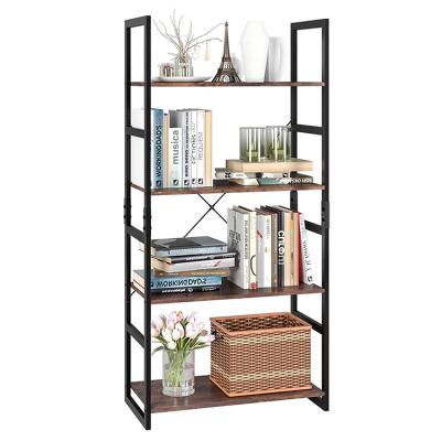 China Modern Custom Design Shelves Shelving Unit Office Wood Book Cases Rack Modern Bookshelf Cheap Single Brown Metal Shelf for sale