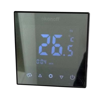 China Modern Mirror Panel Touch Screen Tempered Glass Water Heating Room Programmable Underfloor Smart Thermostat for sale