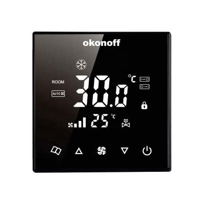 China Modern Q8.V Series Touch Screen Display Air Conditioning Fan Negative Glass Coil Intelligent Room Thermostat for sale