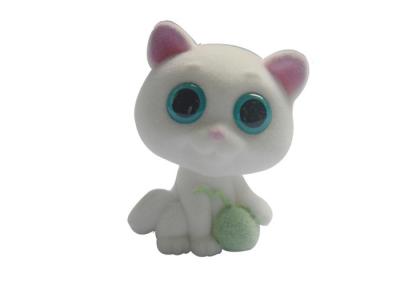 China Non Phthalate White Flocked Animal Toys , Baby Fun Stuffed Animal Cat Toys With Ball Design for sale