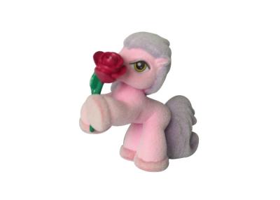 China Surface Flocked Plastic Pony Toys /  Horse Set Animal Figure With Flower for sale