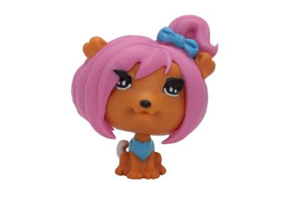 China Fashionable Girl Plastic Dog Toys , Pink Hair Big Head Cartoon Plastic Animal Figurines for sale