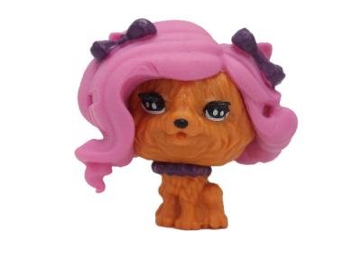 China Pink Fluffy Hair Unique Plastic Dog Toys Orange Big Head For Home Decoration for sale