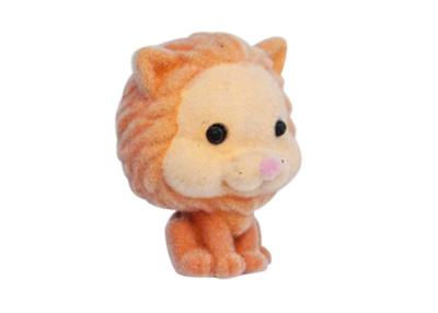 China Cartoon Orange Lion Toy Plastic Small Capsule Forest Flocked Animals for sale