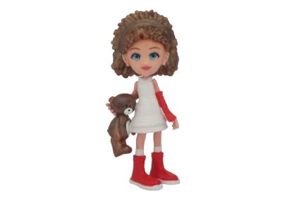 China Cartoon Small Plastic Figures Toys , Children White Dress Lovely Girl Doll Toys for sale