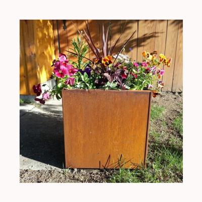 China High Precision CNC Processing Custom Metal Planter Large Outdoor Corten Steel Planter Laser Cut Flower Pots for sale