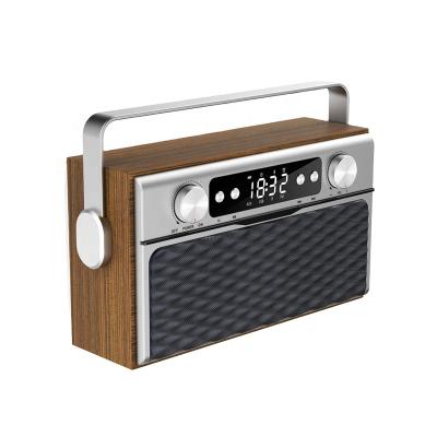 China Digita High Fidelity High Fidelity Multifunctional Wireless Alarm Clock Wooden Audio Speaker for Home Decor for sale