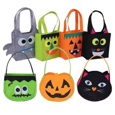 China Hot Selling Customizable Eco-friendly Portable Felt Halloween Party Decoration Candy Gift Storage Bag for sale