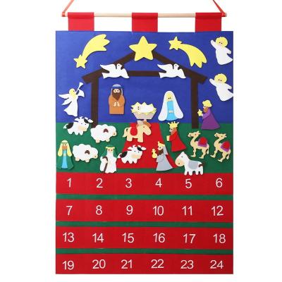 China Eco-Friendly Hot Selling DIY Felt Christmas Tree Ornaments 24 Days Christmas Felt Countdown Calendars Hanging Christmas Felt Decorations Supplies for sale