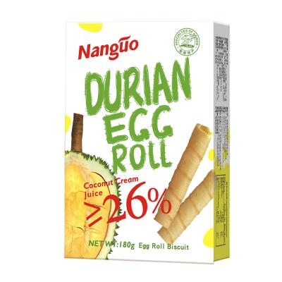 China Low Fat Durian Egg Roll Creme Wafer Cookies Crispy Durian Biscuit Cookies for sale