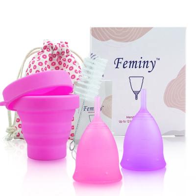 China 2020 Wholesale Reusable Silicone Cup Period Cup With Foldable Sterilizer Menstrual Cups for sale