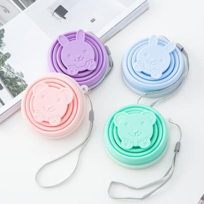 China Viable Eco-Friendly Reusable Collapsible Collapsible Silicone Cup Rabbit Drinking Cup Silicone Collapsible Cup for sale