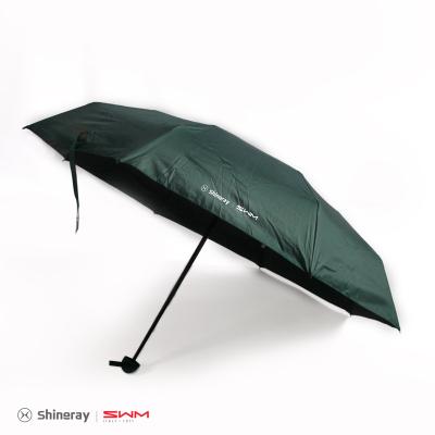 China Other Cheapest Popular Wholesale Logo Print Green Travel Rain Sombrilla Three Times Umbrella for sale