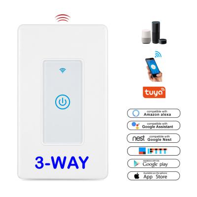 China Smart Home Automation System LEDEAST DS-123-3WAY TUYA Smart Wifi 2 Way 3 Way Light Switch Work With Alexa for sale