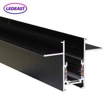 China Aluminum Material LEDEAST TSMAR Four Thick Copper Conductor Deep Recessed Magnet Aluminum Track For Track Light Surface Mounted AL Extrusion for sale