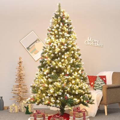 China Instant Hinged Pre-Lit Artificial Green Automatic Umbrella Flocked Christmas Tree With Led for sale