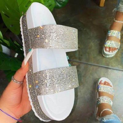 China 2021 Hot Selling Light Weight High Platform Sandals Women Rhinestone Chunky Sandals For Ladies for sale