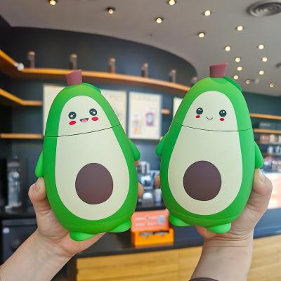 China Creative Hot Selling Cartoon Fruit Avocado Stainless Steel Vacuum Flask Creative Drinks Water Bottle Viable With Portable Rope for sale