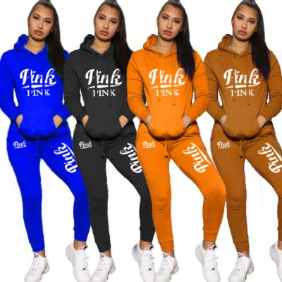 China C114-2 winter pink hoodie QUICK DRY pattern leggings set two-piece pants set joggling wholesale drop 2021 tracksuits women for sale