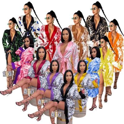 China Hot selling fabric C14-2 QUICK DRY printed long sleeve ladies loungewear lounge wear pajama cotton 2021 fall clothing for sale