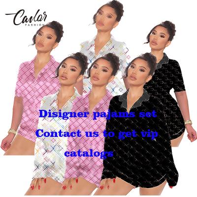 China CLS1207 QUICK DRY summer designer printing pajamas wholesale sleepwear loungewear two piece pajamas for women set for sale