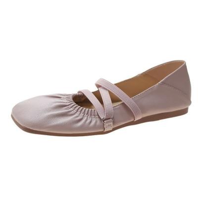 China Wholesale High Quality Breathable Ballet Flat Shoes Women's Soft Leather Soft Sole Wrinkled Single Sports Shoes for sale