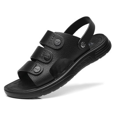 China Wholesale Summer Fashion Lightweight Men Three Strap Open Toe Sport Sandals Leather Casual Sandals For Sale for sale