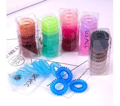 China Custom Fashion PVC Box 9PCS Telephone Cord Traceless Hair Ring For Girls Gradient Ramp Rubber Elastic Hair Band Ties for sale