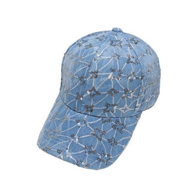 China Fashionable Lady Gorras Trucker Hat Ladies Ponytail Hats Baseball Sequins Blue Baseball COMMON Sunshade Hat for sale