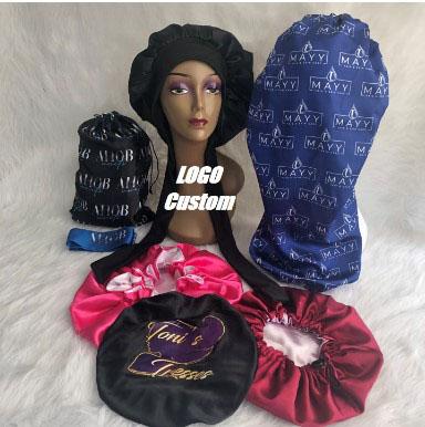 China Free sample custom sample silk bonnet satin silk hair bonnet with custom logo designer hair bonnets for sale