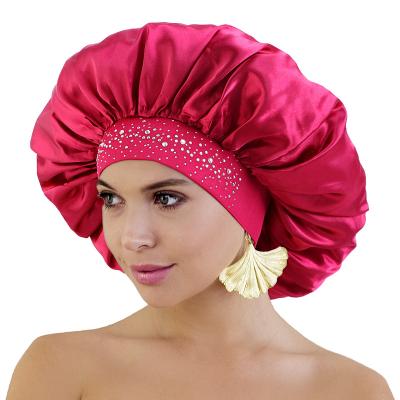 China New Arrival Casual Band Solid Color Large Size Wide Wide Sleep Hood Hat For Women Silky Satin Hair Hood for sale