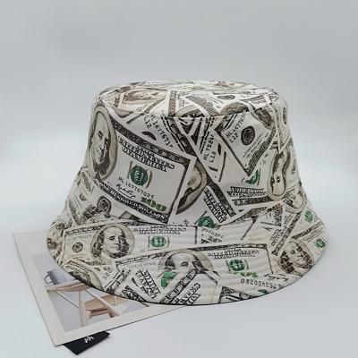 China 2021 Summer Hot Sale Dollar Print Fisherman Hat Fashion Luxury Casual Bucket Hat for sale