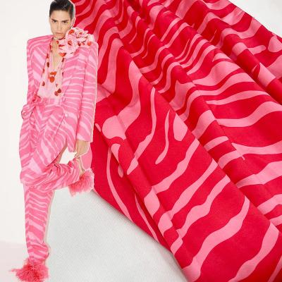 China New Pink 22 Viable Geometric Zebra Pattern Digital Printing Handmade Pants Suit Fabric DIY Fabrics And Autumn Fashion Clothes for sale