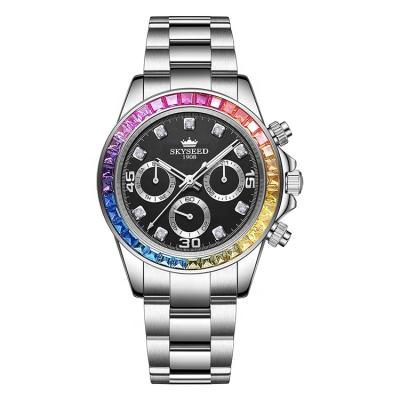 China Chronograph Quality Water Resist 30m Mens Watches Rainbow Diamond Mechanical Watch SKYSEED Business Dive Wristwatch for sale