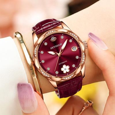 China Luxury Fashion Chronograph Wrist Watch SKYSEED Ladies Stainless Steel Automatic Mechanical Leather Watch for sale