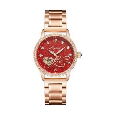 China Water Resistant Shining Luxury Women Watch Transparent Skeleton Watch Diamond Red Dial Luminous Watches SKYSEED for sale