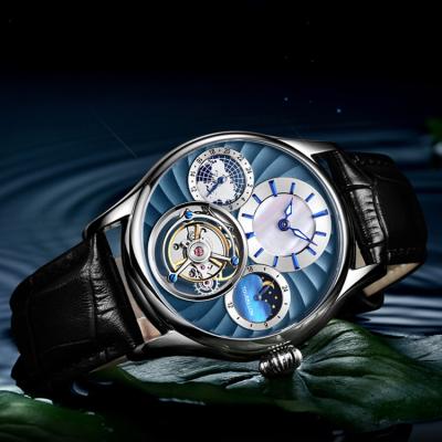 China Multifunctional Sapphire Crystal Mechanical Tourbillon Men's Alarm Watch SKYSEED Date Month Sports Watch for sale