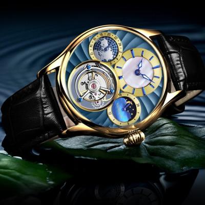 China SKYSEED Alarm Brand Luxury Quality Tourbillon Mechanical Men Watch Three Eyes Mechanical Wrist Watch for sale