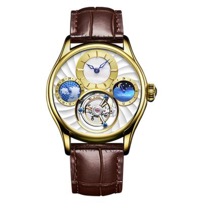 China Fashion Style Hot Selling SKYSEED Wristwatch Cavity Tourbillon Leather Mechanical Watch Alarm For Men for sale