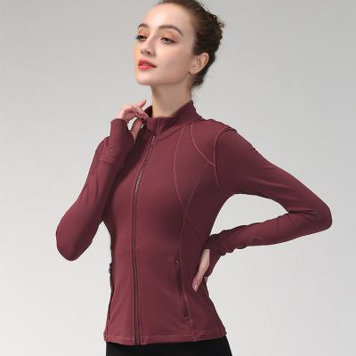 China New Long Sleeve Autumn And Winter Sports Fitness Jacket Cardigan Zipper Collar Yoga Stand Women'S Breathable Running Top for sale