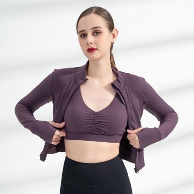 China Professional Custom High Elastic Fashion Yoga Jacket Slim Breathable Zipper Yoga Clothes Women's Long Sleeve Fitness Clothing for sale