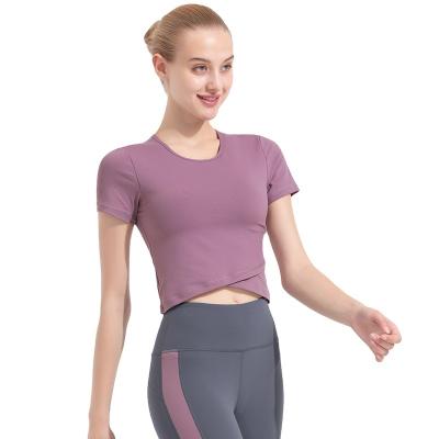 China Breathable Running\Yoga\Jogging\Short Sleeved Pluss Size Lulu Tops Sports Fitness Clothing Sports Yoga Tops Wholesale Customized for sale