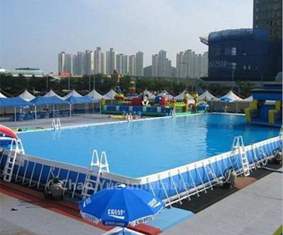 China Outdoor PVC Above Ground Steel Frame Swimming Pool for summer playing for sale