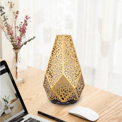 China Ultrasonic Art Aroma Essential Oil Atomizer Air Humidifier Household LED Light H2O Spray Mist Polyhedral Iron Diffuser for sale