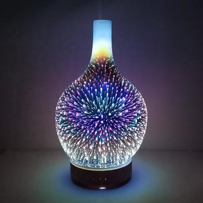 China Household 7 Color Led Humidifier Vase Oil Aroma Diffuser Light Glass Diffuser Humidifier for sale