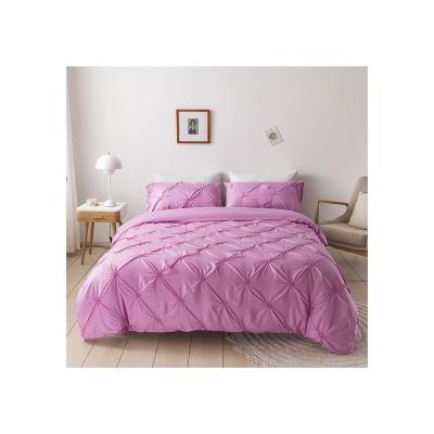 China Factory direct wholesale viable 3 piece bedding set bedding set pinch pleated comforter cover with zipper for sale