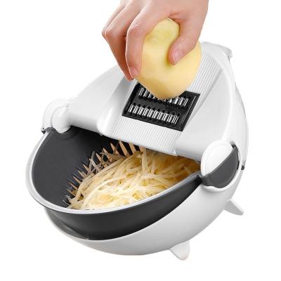 China Kitchen Multi Functional Shredder Wet Fruit Drain Basket Blade Cutter Manual 9 In 1 Vegetable Slicer Grater for sale