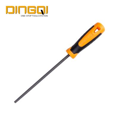 China DingQi Eco-friendly Carbon Steel Wood Rasp Cut Round Shape Steel Hand Files With Double Color Soft Handle for sale